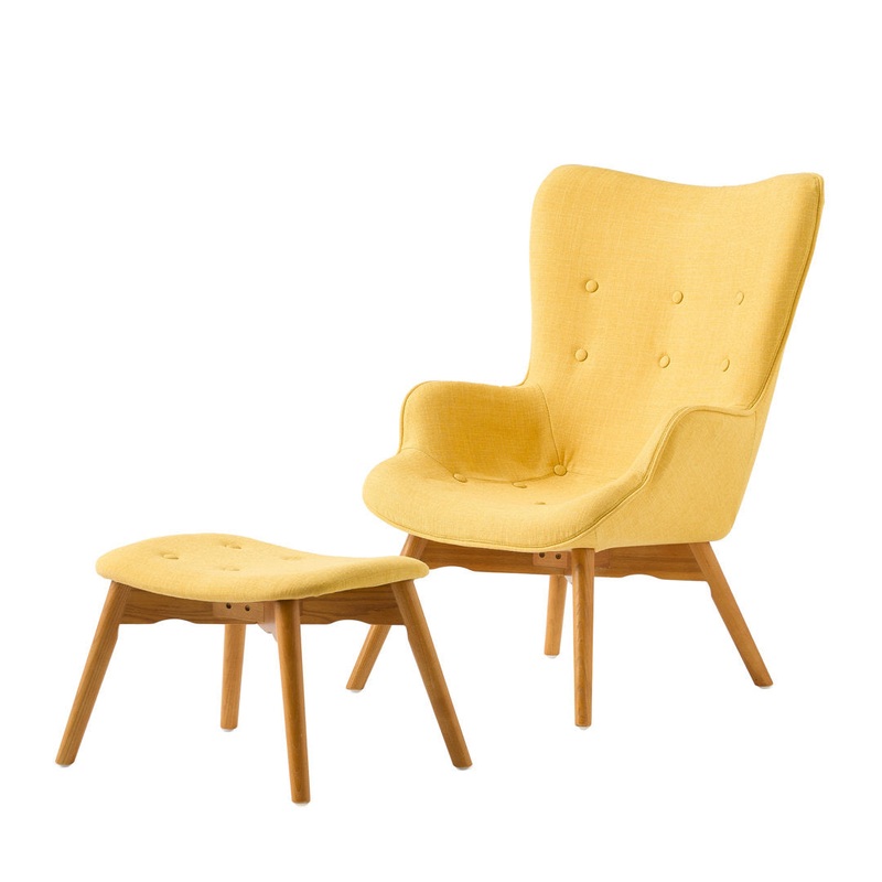 Dayon 68.58Cm Wide Tufted Polyester Lounge Chair and Ottoman George Oliver Fabric: Yellow  Polyester Blend