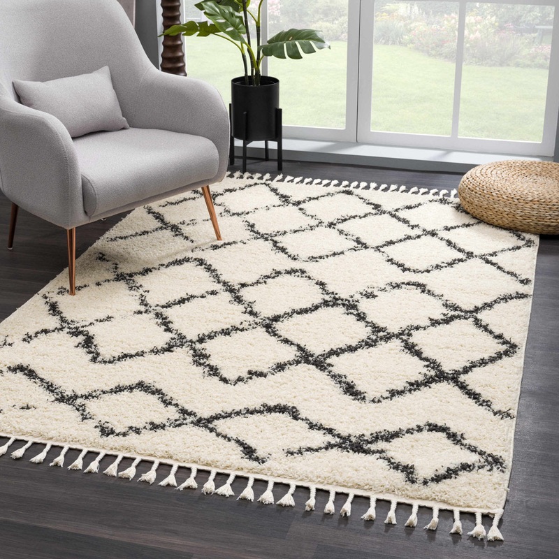 Adeife Moroccan Beige Area Rug Foundry Select Rug Size: Rectangle 8’10” x 12′