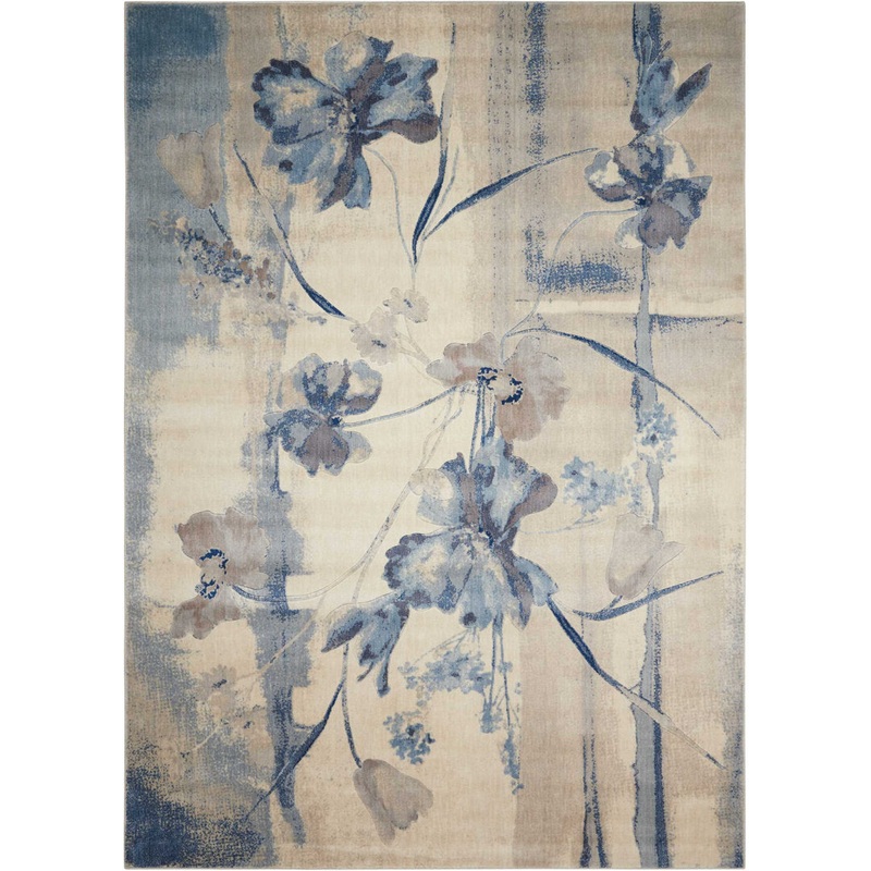 Arnim Floral Blue/Ivory Area Rug Lark Manor Rug Size: Rectangle 3’6″ x 5’6″