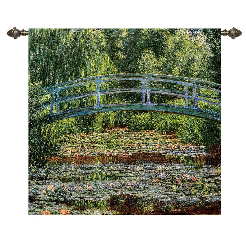 Cotton Monet-Japanese Bridge Wall Hanging Bungalow Rose Size: 55″ H x 53″ W