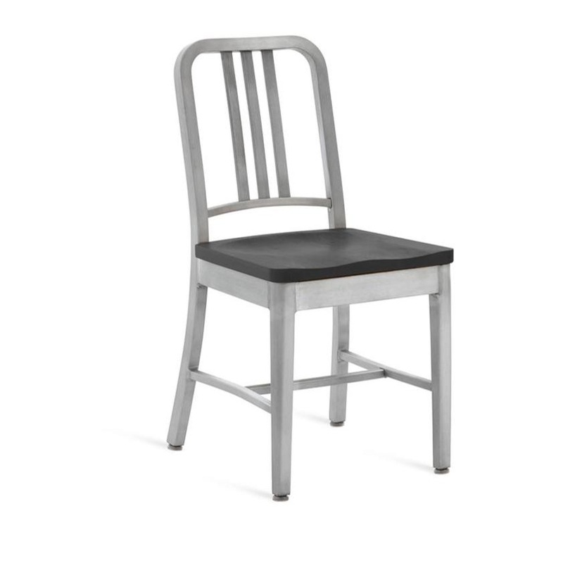 Emeco 1104 Navy Chair With Wood Seat