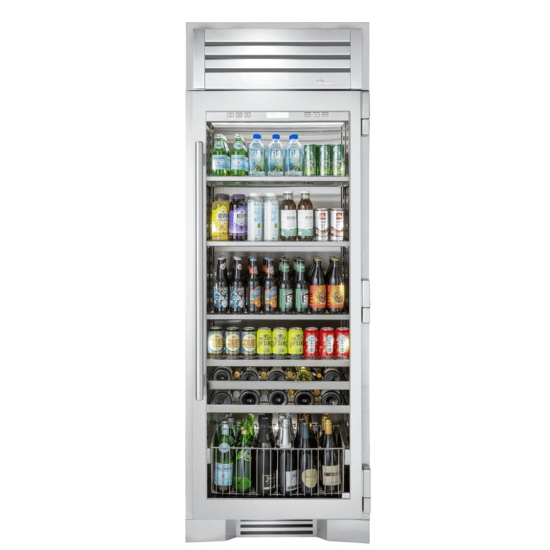 True Residential TR30BEVRSGC 30 Inch Stainless Glass Door Right Hinge Beverage Column