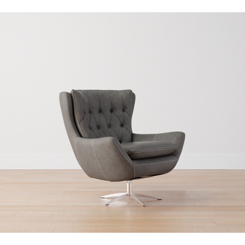 Wells Tufted Leather Swivel Chair