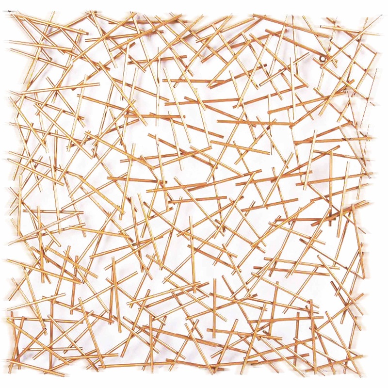 Metallic Wall Sculpture: Golden Pick Up Sticks Art