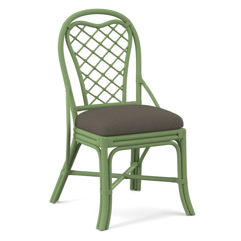 Trellis Back Side Dining Chair Braxton Culler Upholstery Color: Gray Sugar Performance; 0863-84, Frame Color: Celery