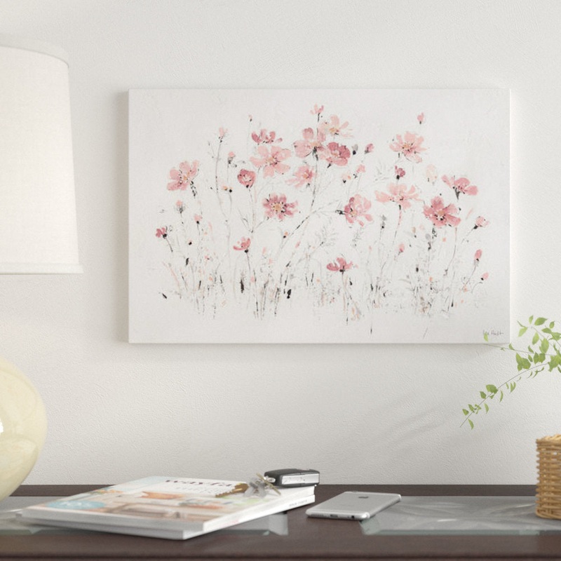 Wildflowers Pink I’ Print on Canvas East Urban Home Mat Color: No Mat Size: 18″ H x 26″ W x 1.5″ D Format: Black Framed Fine Art Paper