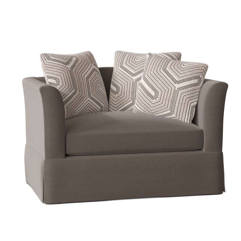 Charlene 50″ Wide Armchair Highland Dunes Body Fabric: Akiko Cobblestone, Throw Pillow Fabric: Zeng Cobblestone