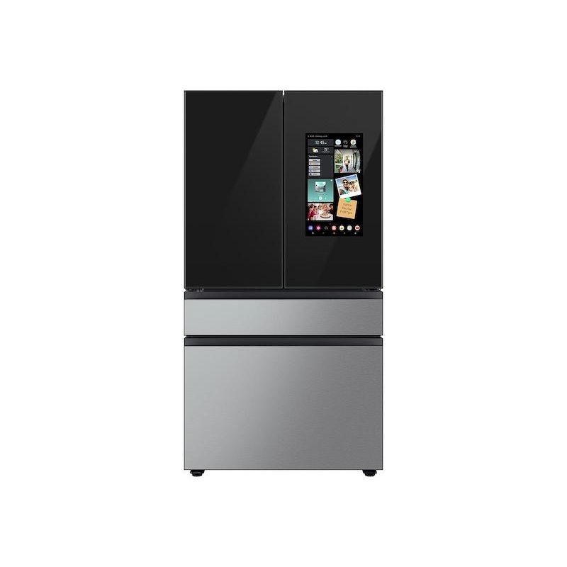 Samsung RF29BB8900QK Bespoke 4-Door French Door Refrigerator (29 Cu. Ft.) – In Charcoal Glass Top And Family Hub Panels With Stainless Steel Middle And Bottom Panels