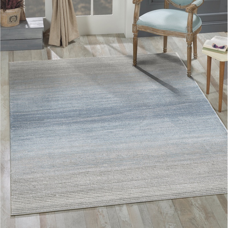 Woodstock Striped Gray/Blue Area Rug Highland Dunes Rug Size: Rectangle 7’9″ x 10’2″
