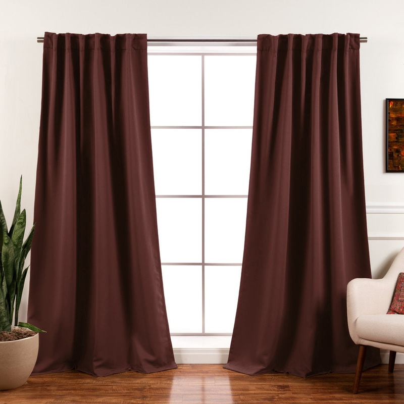 Bantam Solid Blackout Thermal Rod Pocket Curtain Panels (Set of 2) Ebern Designs Curtain Color: Chocolate Size per Panel: 52″ W x 84″ L