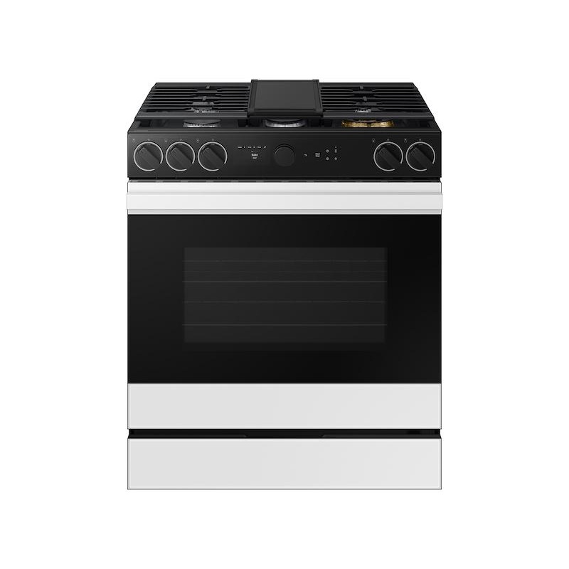 Samsung NSG6DB870012 Bespoke 6.0 Cu. Ft. Smart Slide-In Gas Range With Smart Oven Camera & Illuminated Precision Knobs In White Glass