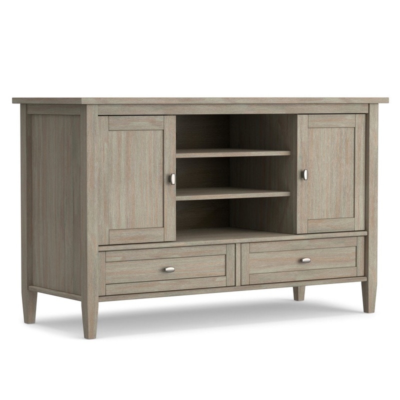 Warm Shaker SOLID WOOD TV Media Stand iFor TVs up to 50 inches Simpli Home Color: Distressed Gray
