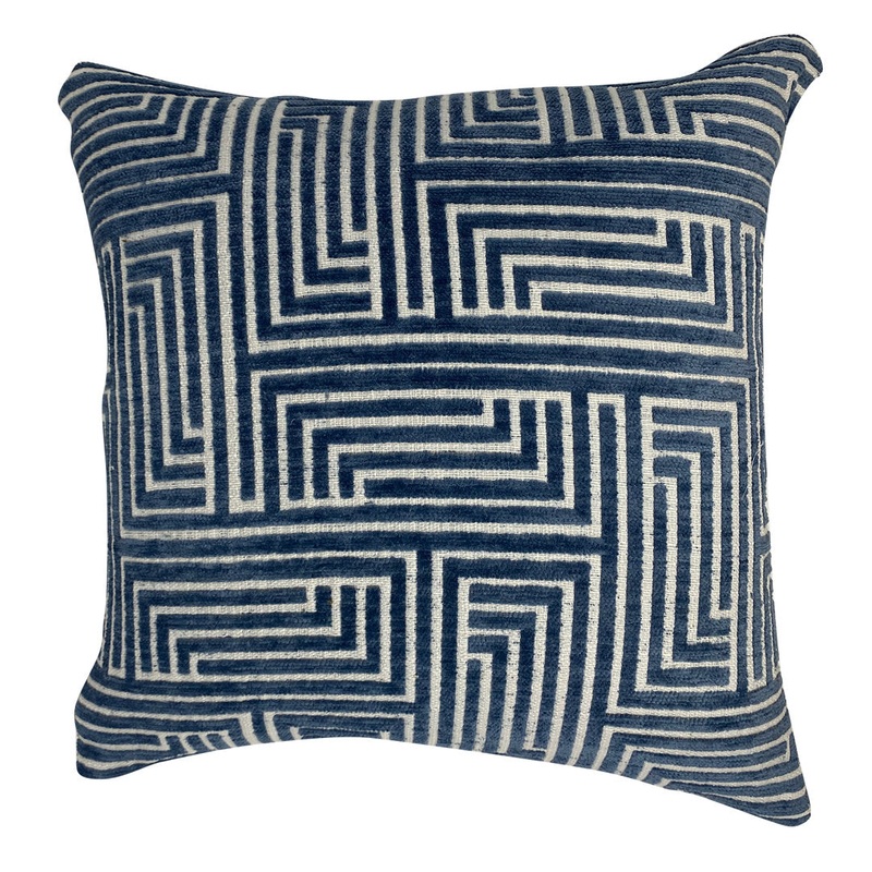 Blue Maze Down Blend Geometric Square Pillow The Pillow Collection Size: 18″ x 18″