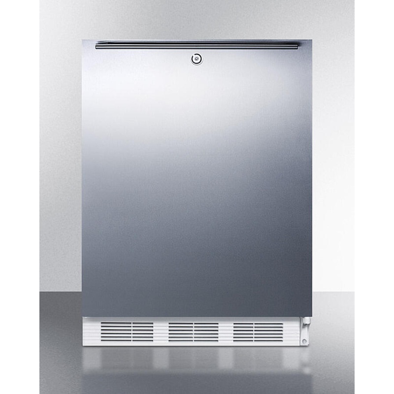 Summit CT66LWSSHHADA Freestanding Ada Compliant Refrigerator-Freezer For General Purpose Use, W/Dual Evaporator Cooling, Lock, Ss Door, Horizontal Handle, White Cabinet