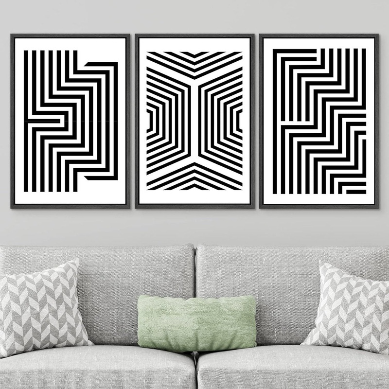 ” Black And White Stripes And Lines Geometric Patterns Abstract Shape Illustration Modern Art Chic ” 3 – Pieces on Canvas wall26 Overall Size: 36″ H x 24″ W x 1.5″ D Format: Black