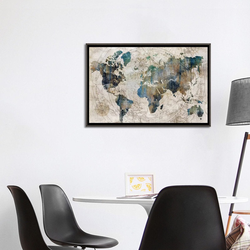 Celestial Map by Isabelle Z – Painting Print The Twillery Co. Size: 26″ H x 40″ W x 1.5″ D Format: Dark Rustic Wood Framed