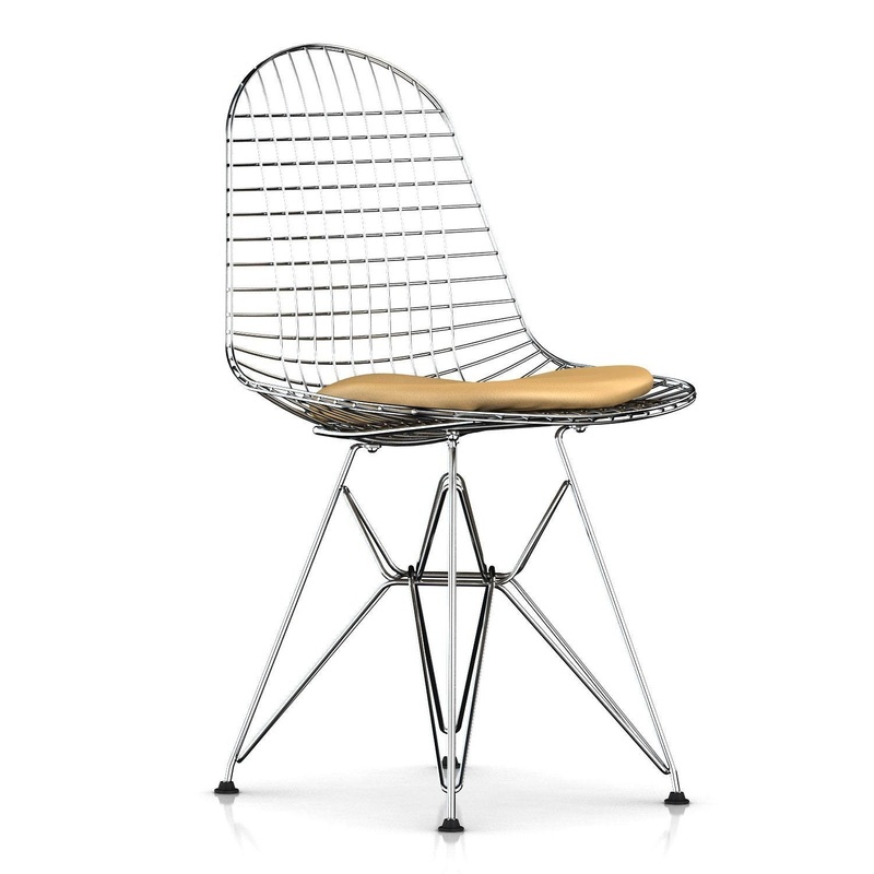Eames Wire Chair-Leather Seat with Wire Back