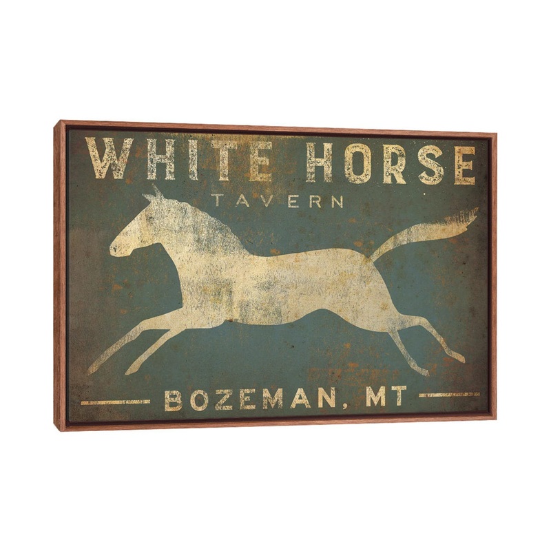White Horse Tavern Textual Art on Wrapped Canvas East Urban Home Size: 18″ H x 26″ W x 1.5″ D Format: Classic Wood Framed