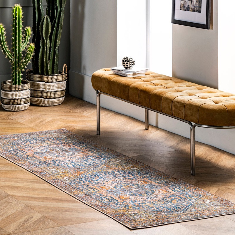 Windmere Traditional Oriental Medallion Rust/Brick/Navy Area Rug Langley Street Rug Size: Runner 2’6″ x 12′
