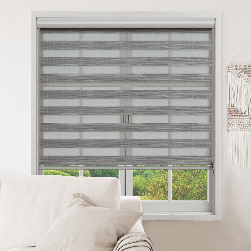 Zebra Blinds Window Dual Layer Roller Shades, Corded Horizontal Blind, Bedroom, Privacy, 72″ Length Symple Stuff Color: Gray Size: 35″W x 72″L