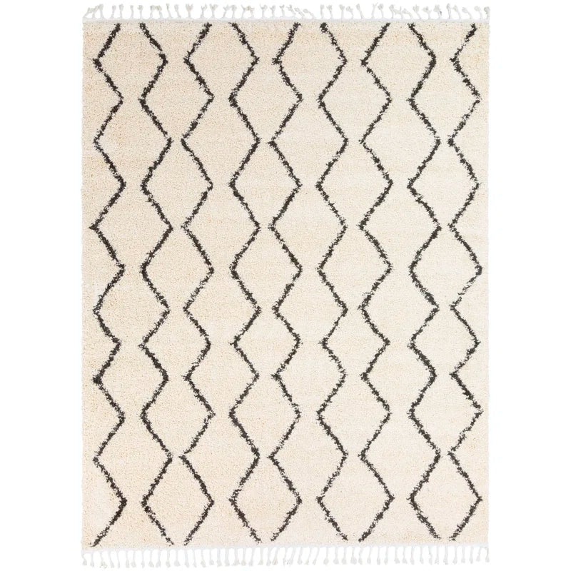 Antonia Geometric Charcoal Beige Area Rug-10’x13’11”