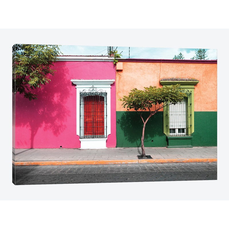 Viva Mexico! Series: Mexican Colorful Facades’ Photographic Print on Canvas East Urban Home Mat Color: No Mat Size: 18″ H x 26″ W x 1.5″ D Format: Wrapped Canvas