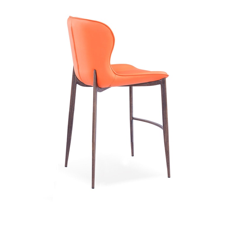 Albert Upholstered Bar & Counter Stool Upper Square Base Color: Wood Veneer, Upholstery Color: Orange Seat Height: Counter Stool (24 Seat Height)