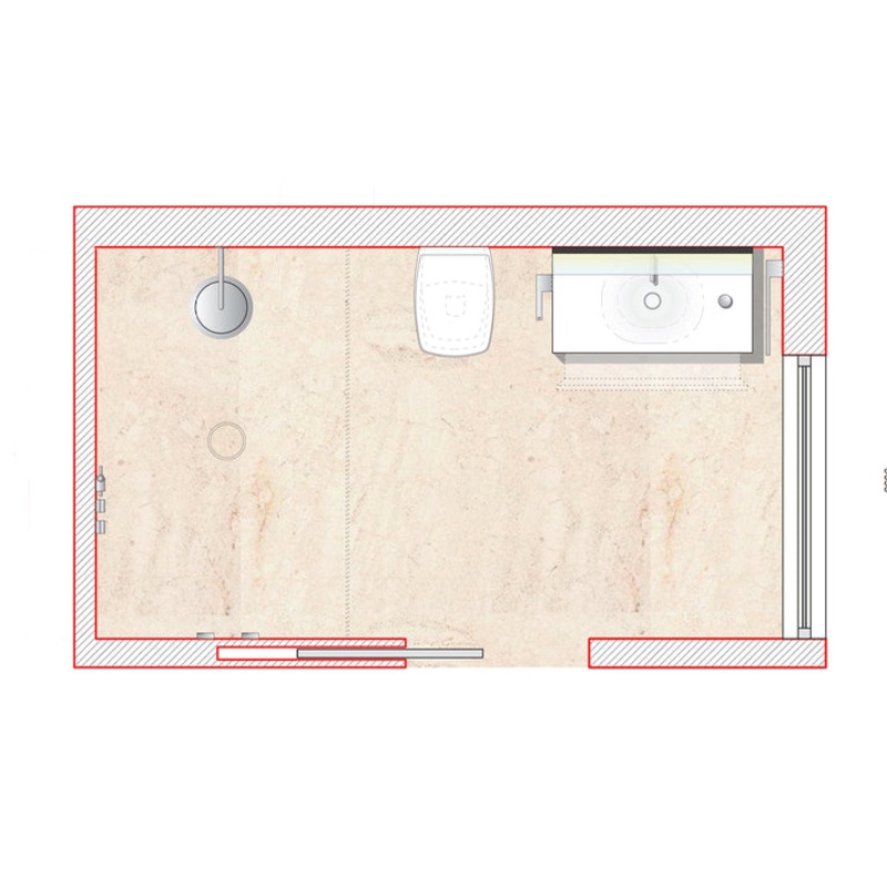 Boffi Simple Full Bathroom with Lasertmat Arizon Beige Finish and Cristalplant White Countertop