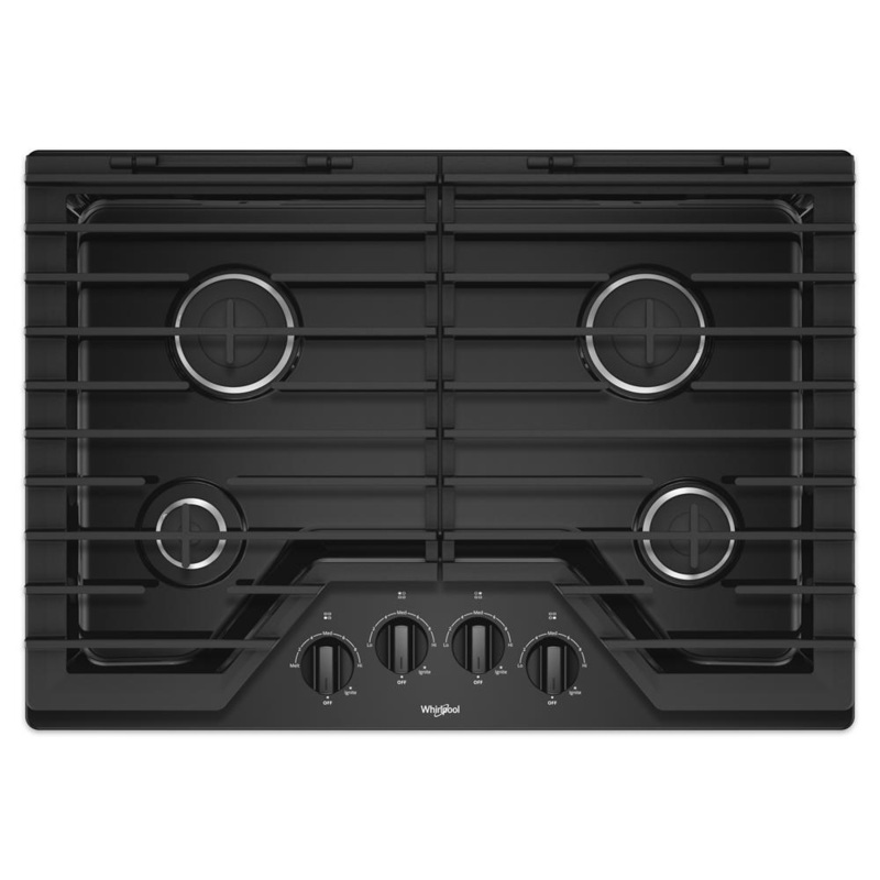 Whirlpool WCG55US0HB 30-inch Gas Cooktop with EZ-2-Lift Hinged Cast-Iron Grates