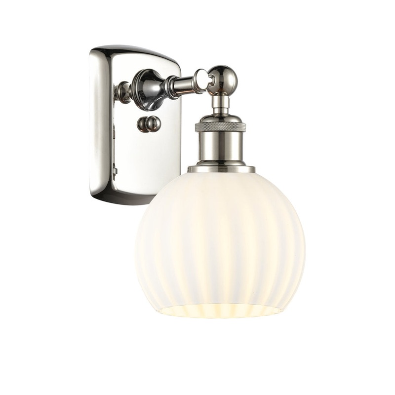 Ballston White Venetian 1 Light Sconce Longshore Tides Size: 9″ H x 6″ W x 7.13″ D Fixture Finish: Polished Nickel