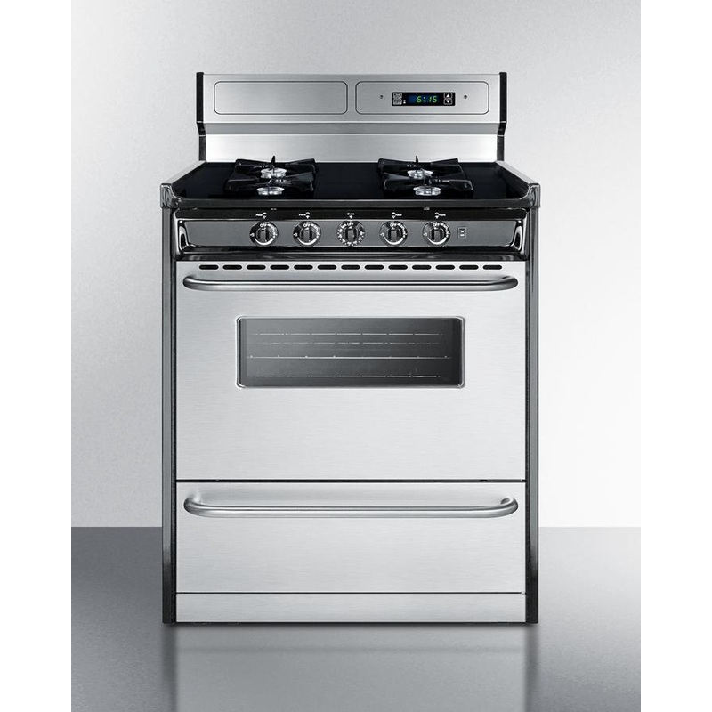 Summit TNM2307BKW 30″ Wide Gas Range, Open Burners