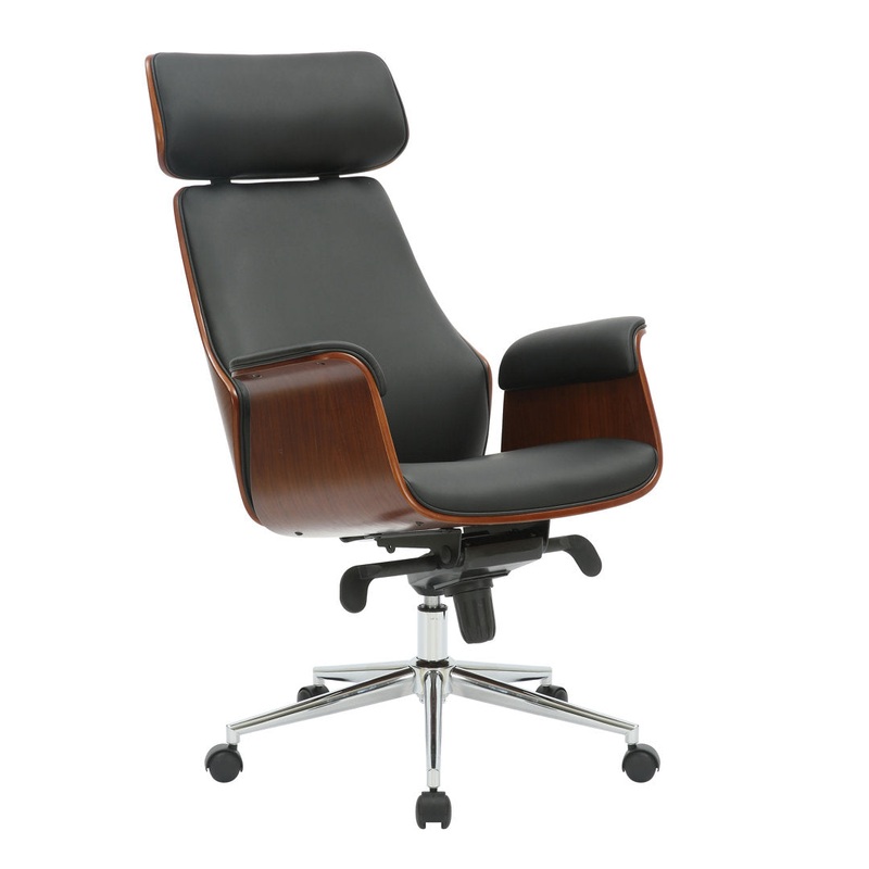 Baver Faux Leather Mid-Century Executive Office Chair Corrigan Studio Upholstery Color: Black