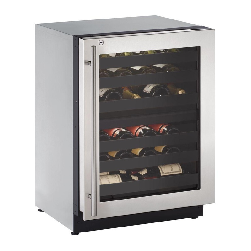 U-Line U2224ZWCS13B 2224zwc 24″ Dual-zone Wine Refrigerator With Stainless Frame Finish and Right-hand Hinge Door Swing and Lock (115 V/60 Hz)