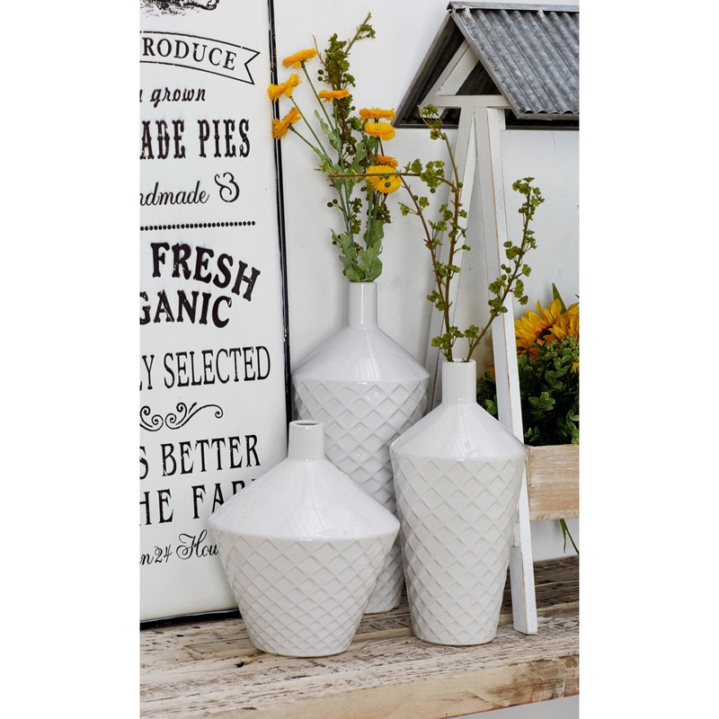 3 Piece Lavalley White Procelain Table Vase Set Wade Logan