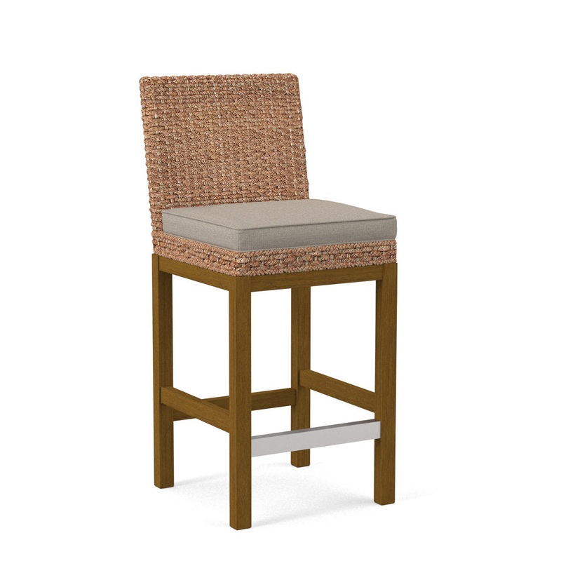 Seagrass Top Counter Stool Braxton Culler Leg Color: Havana Finish Body Fabric: Green and Blue Stripe; 0252-54