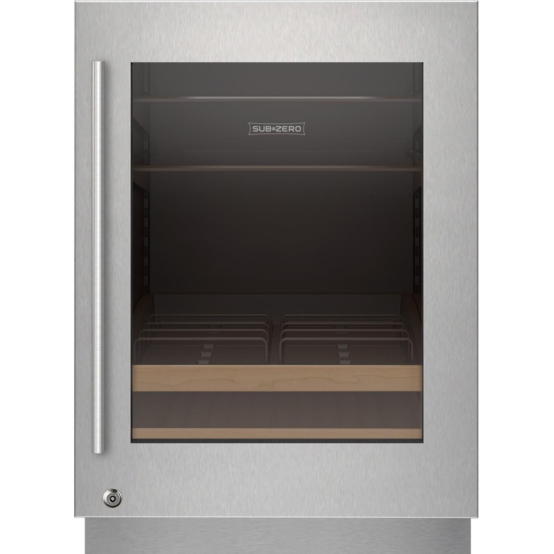 Sub-Zero 9029032 Stainless Steel Glass Door Panel With Lock – Tubular Handle, Right Hinge