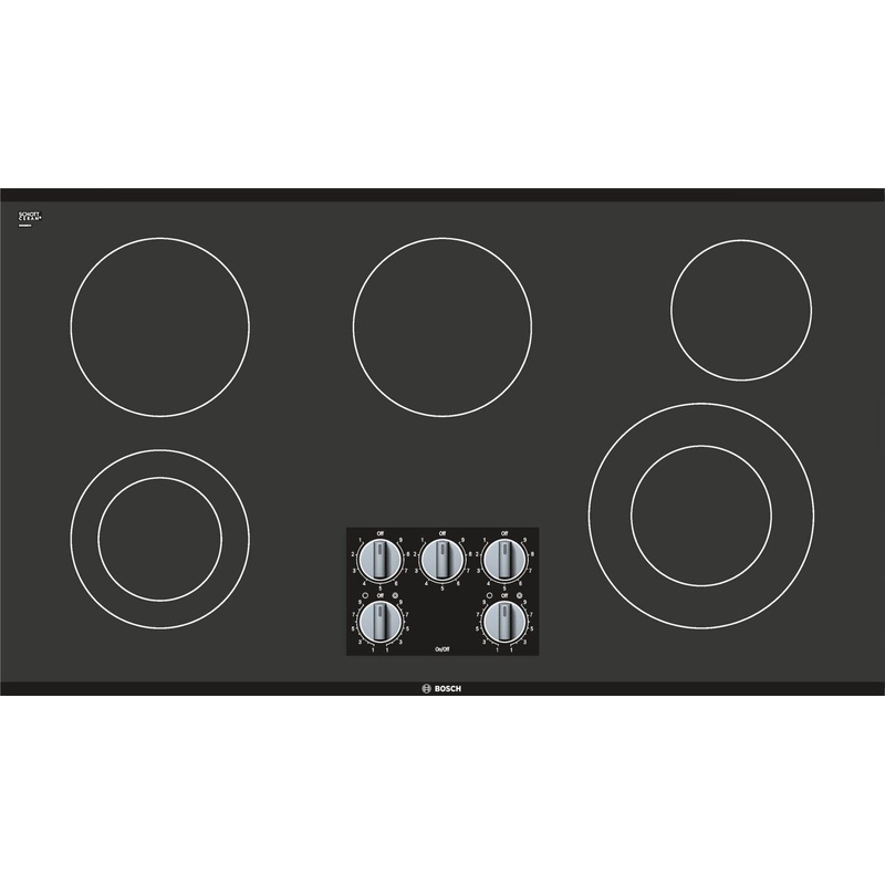 Bosch NEM5666UC 500 Series, 36″ KNOB CNT, 5 ELEMENT, ELEC. C-TOP BLACK
