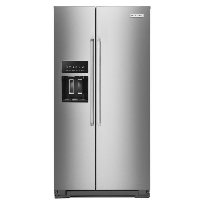 Kitchenaid KRSC703HPS 22.6 cu ft. Counter-Depth Side-by-Side Refrigerator with Exterior Ice and Water and PrintShield finish