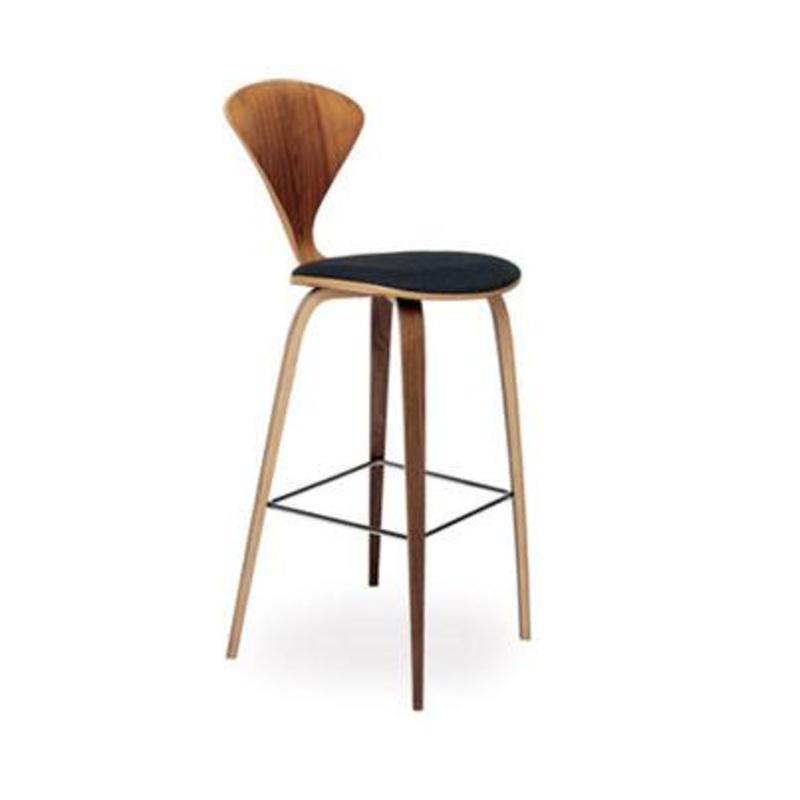 Cherner Wood Leg Stool With Upholstered Seat