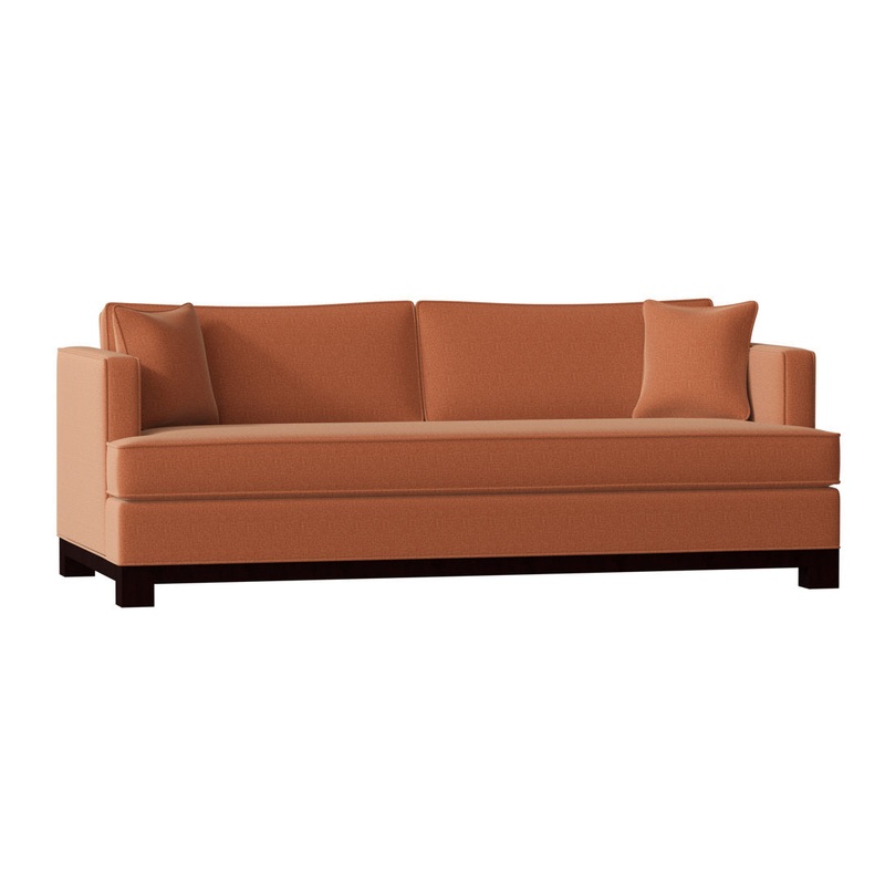 Cassidy Recessed Arm Sofa with Reversible Cushions Poshbin Leg Color: Dark Brown Size: 72 Inches Body Fabric: Key Terracotta