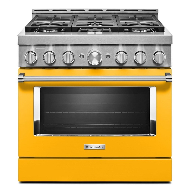 Kitchenaid KFGC506JYP Kitchenaid 36” Smart Commercial-Style Gas Range With 6 Burners – Yellow Pepper