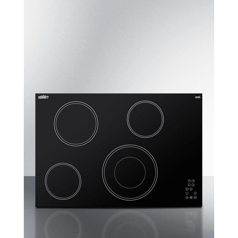 Summit CR4B30T11B 30″ Wide 208-240V 4-Burner Radiant Cooktop