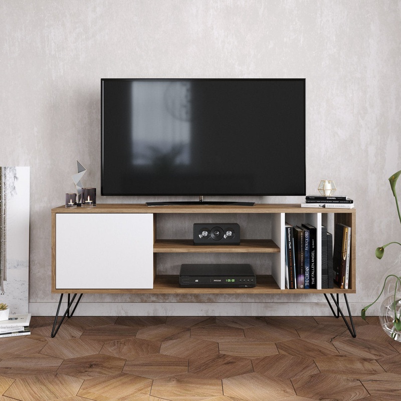 Umaima TV Stand for TVs up to 65″ Wrought Studio Color: Walnut/White