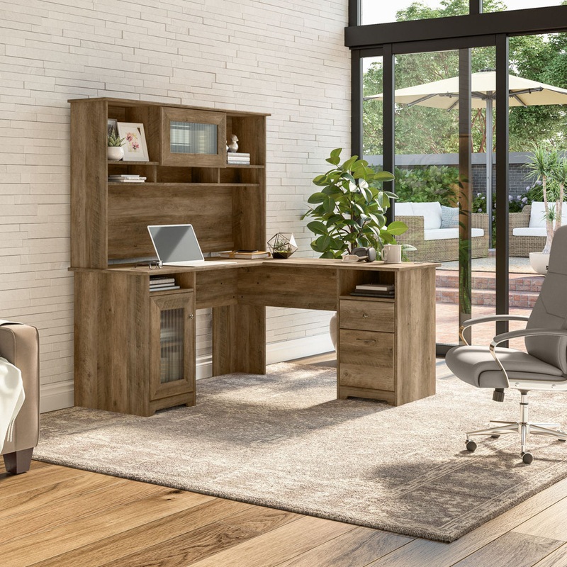 Shelonda L-Shape Executive Desk with Hutch Latitude Run Color: Reclaimed Pine