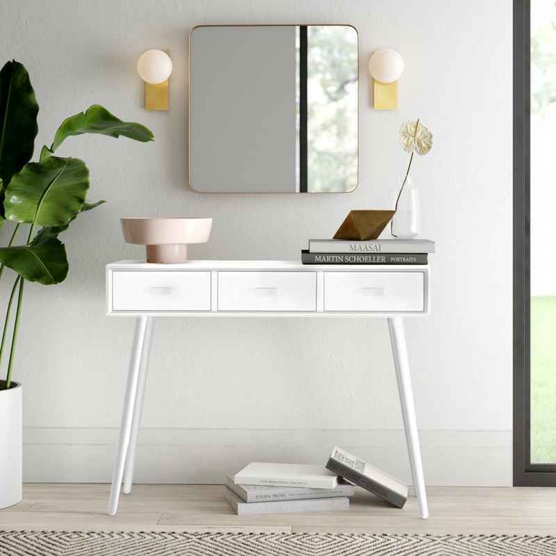 Brycon 41.8″ Console Table George Oliver Color: Distressed White