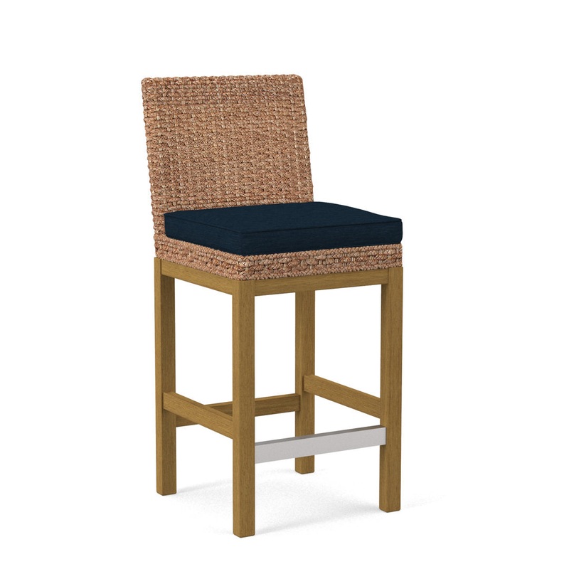 Seagrass Top Counter Stool Braxton Culler Leg Color: Honey Finish Body Fabric: Grey Beige Stripe; 0212-83