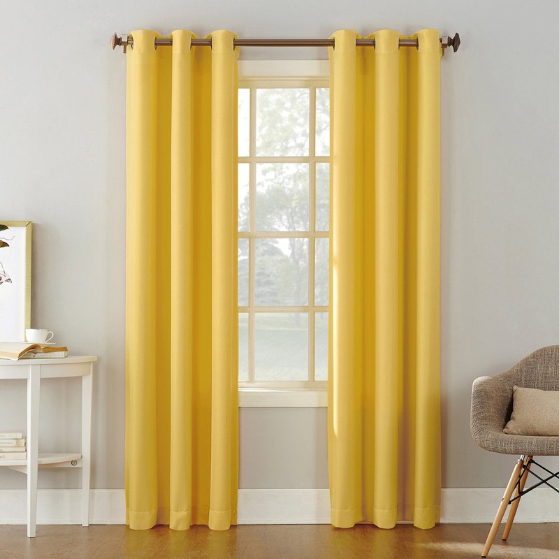 Wayfair BasicsBrumbaugh Semi-Sheer Grommet Curtain Panel Wayfair Basics Curtain Color: Yellow Size per Panel: 48″ W x 84″ L