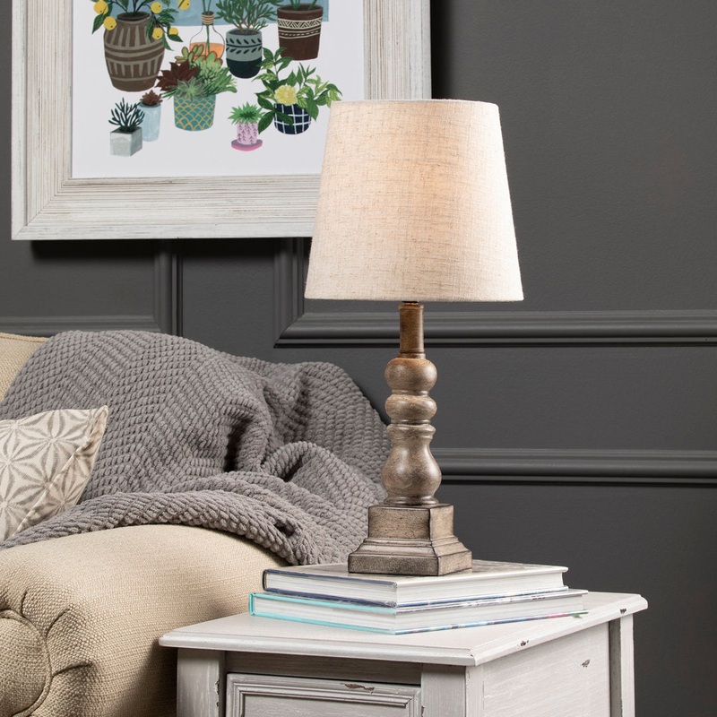 Whittier 19″ Resin Table Lamp Ophelia & Co. Shade Color: Natural, Base Color: Brown