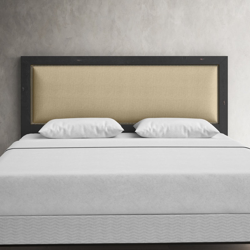 Wolferstorn Upholstered Panel Headboard Birch Lane Color: Distressed Black Size: King