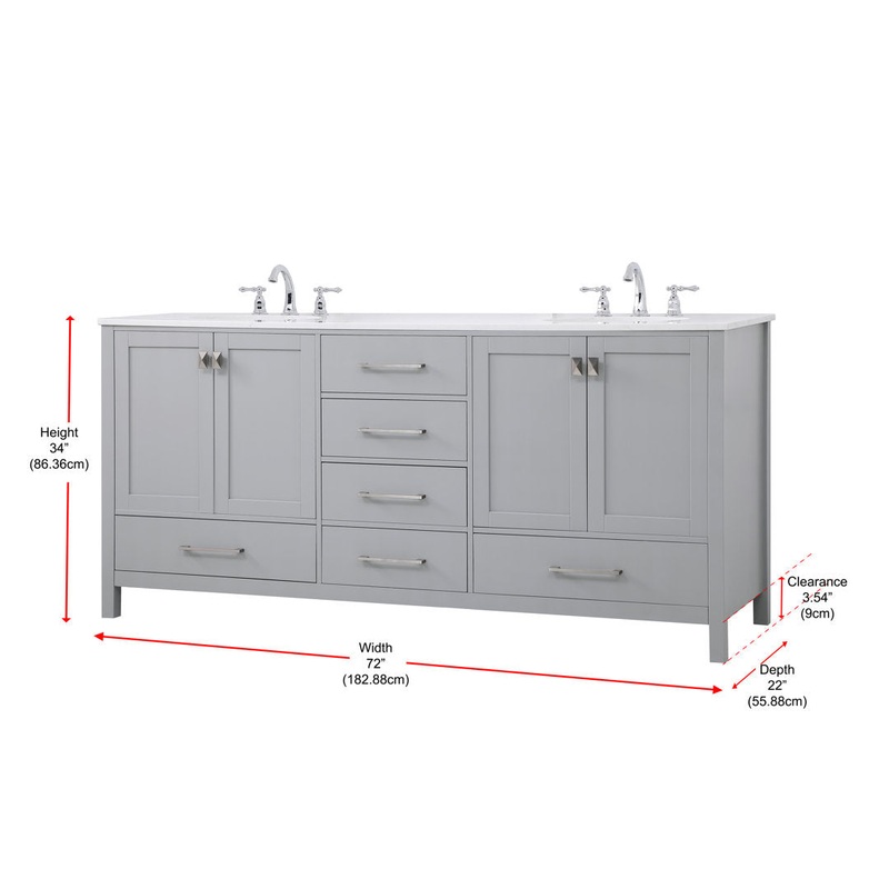 Bagdai 72″ Wide Bathroom Vanity Set Wade Logan Top Finish: Calacatta Quartz, Base Finish: Gray